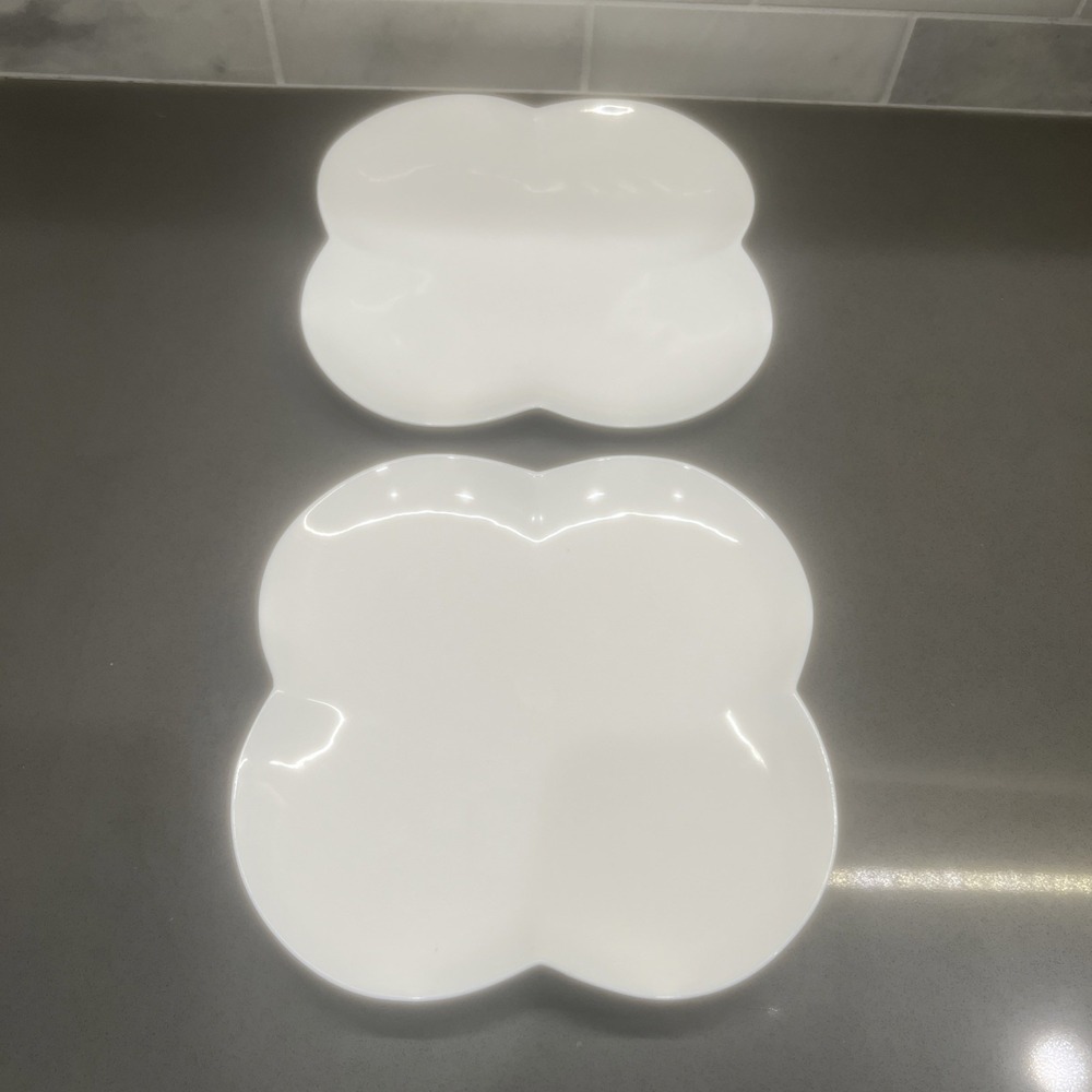 2 Crate & Barrel 4 Leaf Clover Shape White Plates, 6 1/4" multiple avail